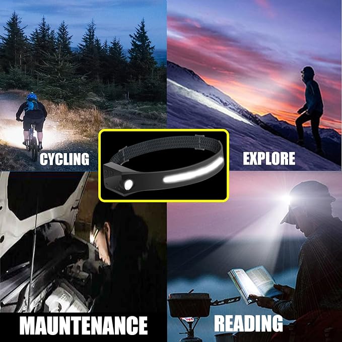 The Ultimate Hands-Free Headlamp 2-Pack: 230° Beam & Motion Sensor - Rechargeable, Weatherproof, 2-Light Source for Adults & Kids