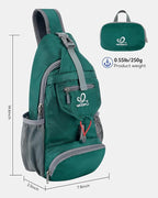 WATERFLY Packable Small Crossbody Sling Backpack Shoulder Chest Bag Daypack for Hiking Traveling