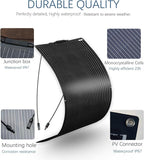 Flexible Solar Panel 100W 105W 12V Monocrystalline 250° Curvature Fiberglass High Efficiency Lightweight for RVs Boat Cabin (Black)
