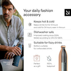 LARS NYSØM Stainless Steel Insulated XL Water Bottle 12 oz 17 oz 25 oz 34 oz 51 oz | Insulated Thermo Flask for Hot and Cold Beverages | Leakproof Drinking Bottle (Creamy Peach, XL 50.7 oz)