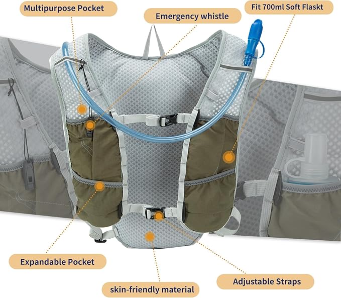 Lightweight Running Vest for Women and Men Hydration Backpack Pack with 1.5L Water Bladder Bag for Hiking Trail Running Gear Cycling Marathon