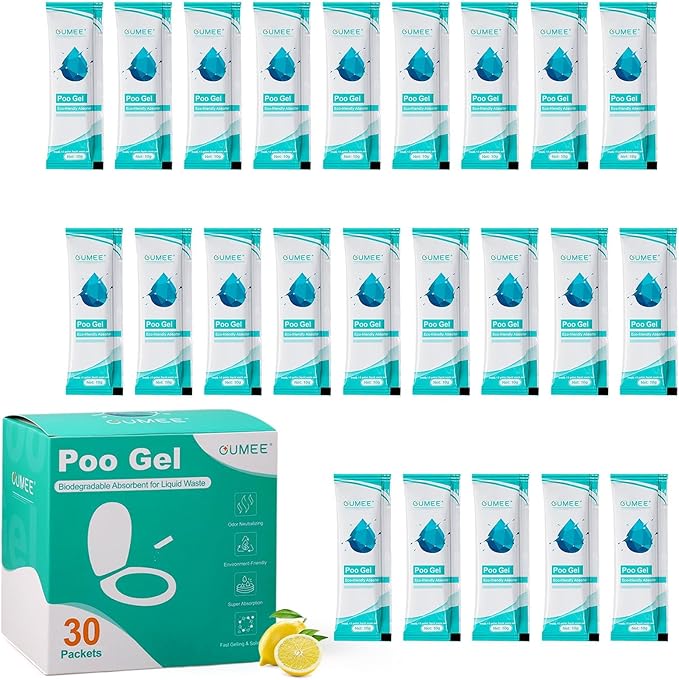 Lemon Portable Toilet Gel, Poo Gel for Potty, Camping Toilet Powder for Bucket, Eco Absorbent Gelling, Portable Urine Packets for Outdoor Recreation Supplies(50)