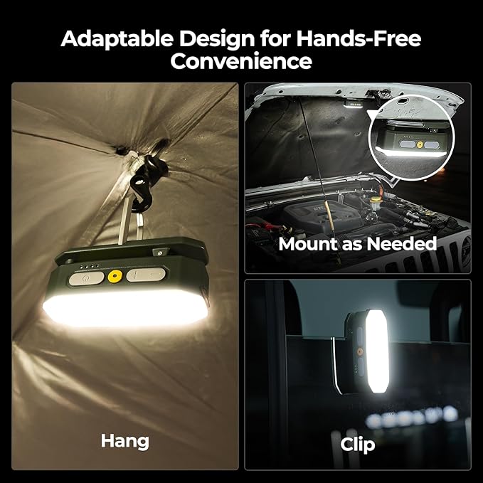 BougeRV Movable Area Light, Rechargeable Camping Lantern, 3200mAh Portable Camping Light, IP65 Waterproof, Camp Lamp for Tent, Emergency, Outdoor