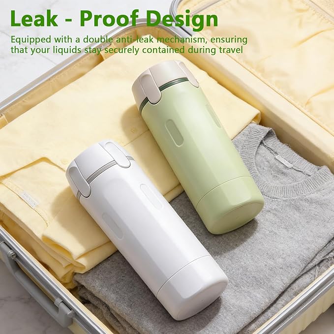 4 in 1 Travel Dispenser, Travel Bottles for Toiletries, Squeeze Leak Proof Dispenser Bottles with Scale and Label for Shampoo Lotion Shower Gel, Suitable for Travel, Camping and Gym(1 PC, Green)