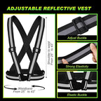Hercicy 20 Pcs Reflective Vest High Visibility Safety Vests, Adjustable Bright Neon Lightweight Strap Gear (Black)