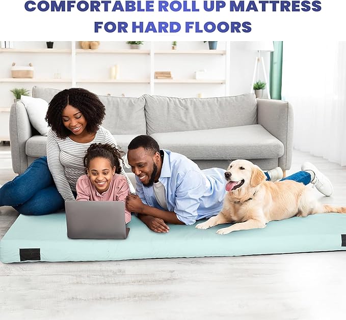Hazli Matrix Comfort-Cell Memory Foam Camping Mattress Pad - Portable Foam Sleeping Pad for Camping - Roll up Sleeping Mat for Adults - Floor Mattress Guest Floor Bed for Sleepover, Car SUV Cot
