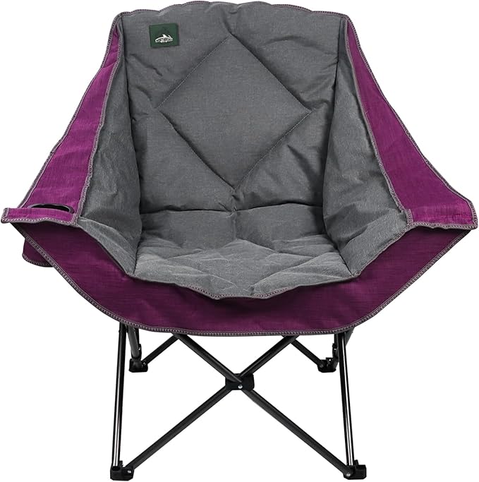 Northroad Oversized Foldable Camping Chair, Outdoor Padded Lawn Chair w/Cup Holder,Carry Bag for Beach, Hiking, and Picnics,Heavy-Duty 300-lbs Capacity, Purple