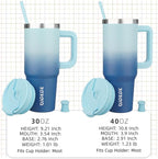 BJPKPK Tumbler With Handle 40 oz Stainless Steel Insulated Tumbler With Lid And Straw For Water Or Ice Coffee,Sky