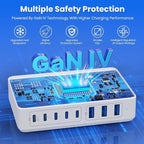 USB C Charger 300W USB C Charger Block 8-Ports GaN IV Fast Charging Station,PD 100W Laptop Hub Wall Charging Adapter Compatible with MacBook/Air,DELL,Steam Desk,iPhone 16/15/14,Samsung Galaxy S24 etc