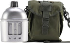 Military Canteen with Cup Stove and Molle Pouch Military Surplus Army Canteen for Outdoor Camping Hiking Surviving Backpacking