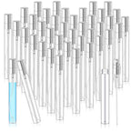 Zhehao 50 Pcs Mini Spray Bottles 10 ml Clear Glass Perfume Bottles Refillable Fine Mist Perfume Atomizer Portable Empty Sample Containers for Cleaning, Essential Oils, Travel (Silver Cap)