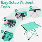 Grope Portable Camping Table with Aluminum Table Top, Folding Beach Table Easy to Carry, Prefect for Outdoor, Picnic, BBQ, Cooking, Festival, Beach, Home (Sky Blue-L)