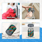 12oz Soup Thermo for Hot Food Kids Insulated Food Jar Wide Mouth Lunch Container Leak Proof Stainless Steel Vacuum Bento Box for School Office Travel Outdoors Black-Dinosaur