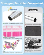 ZENPETIO Beach Chair, Camping Chair for Adults, Reclining Backpack Chair for Pool, Beach, Camping, Outdoors