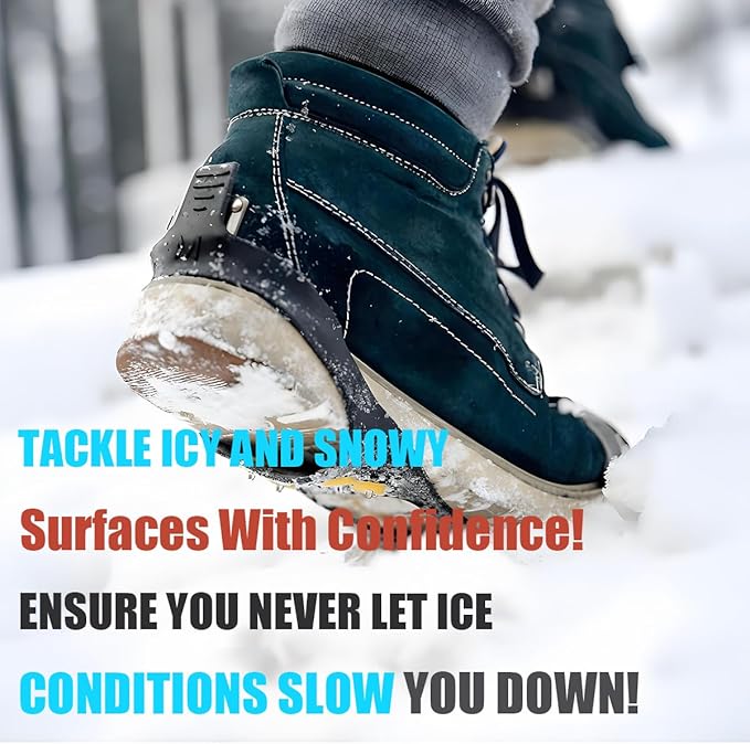 Ice Cleats for Shoes and Boots, Ice Snow Traction Cleats Grippers, Non Slip Shoe Ice Grippers,10 Steel Rubber Spikes Crampons Anti Easy Slip Studs Crampons Slip-on Stretch Footwear