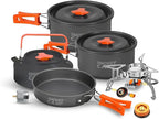 Camping Cookware Mess Kit Set with Stove - Backpacking Camping Pots and Pans Set, All in One Non-Stick Camping Cooking Set, Portable Stove, Hiking, Picnic, Outdoor & Camping Cookware Set