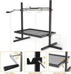 only fire Adjustable Grill Rotisserie System and Spit, Over Fire Camp Grill with Cooking Grate for Outdoor Open Flame Cooking