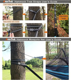 Camping Hammock with Mosquito Net, Double & Single Lightweight Portable Hammocks with Tree Straps, Parachute Hammock for Camping, Backpacking