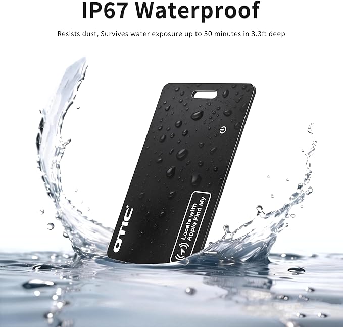OTIC Wallet Tracker Card, Ultra-Thin 1.7MM Rechargeable Finder, Works with Apple Find My (iOS Only), Item Locator for Luggage Tags, Passports, Phone, IP67 Waterproof, (4-Pack)