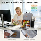 LOVEVOOK Lunch Backpack with Lunch Compartment,15.6 Inch Laptop Work Travel Insulated Cooler Backpack, Waterproof College Teacher Lunch Bag Box with Tumbler Holder,Gifts for Men Women,Grey-Black-Brown