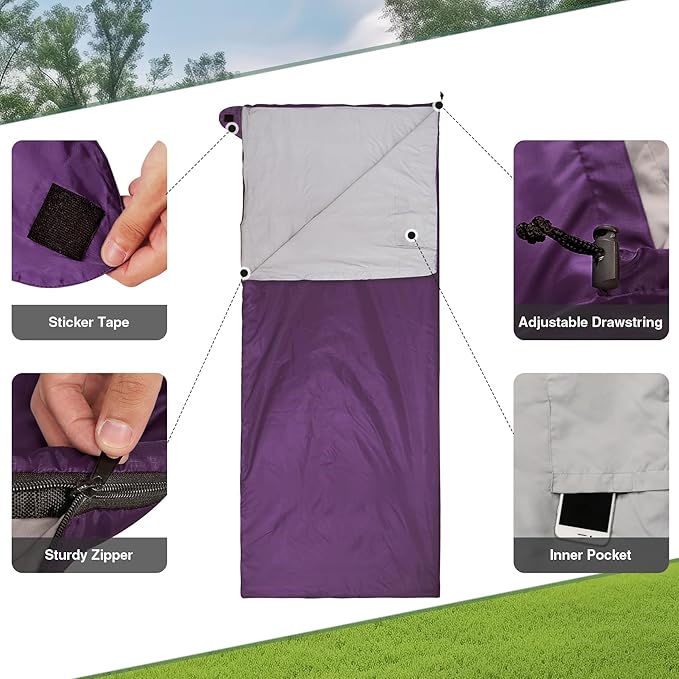 REDCAMP Ultra Lightweight Sleeping Bag for Backpacking, Hiking, Comfort for Adults Warm Weather, with Compression Sack