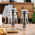 Bincoo Glass Cold Brew Coffee Maker with Extended Fine Mesh Filter, Tea Infuser Bottle Iced Coffee Maker with Thick Borosilicate Glass (500ml/17oz)