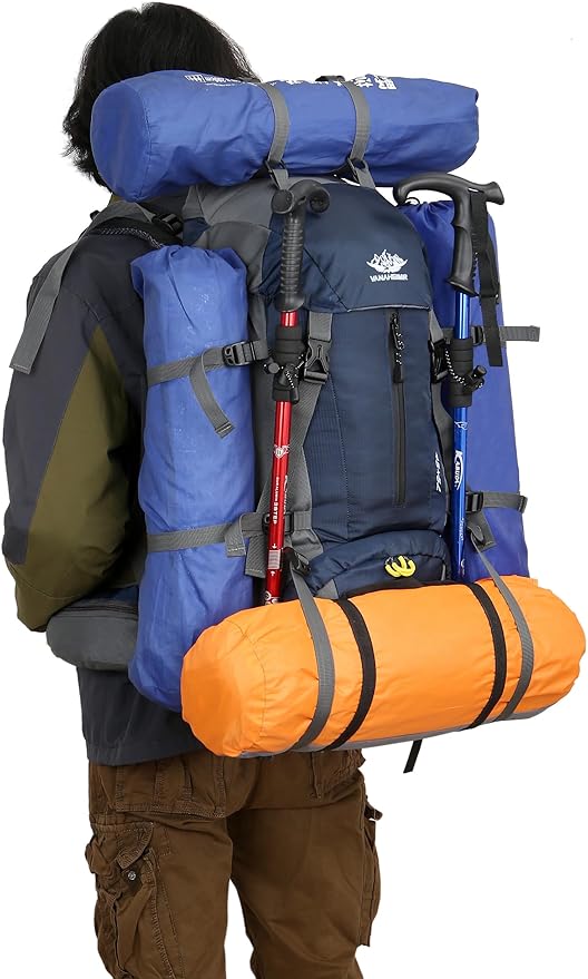 WoneNice 50L(45+5) Waterproof Hiking Backpack - Outdoor Sport Daypack with Rain Cover