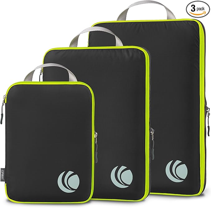Cipway Compression Packing Cubes, Ultralight Luggage Organizer Bags, Travel Essentials for Carry on Suitcase (3 Piece,Black)