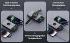 Portable Charger 40800mAh Power Bank with Built-in Cables,Wall Plug and iWatch Charger,6-IN-1 QC4.0+25W PD USB C Fast Phone Charging,LCD Display Battery Pack for iPhone 16/15/14,Apple Watch,Galaxy etc
