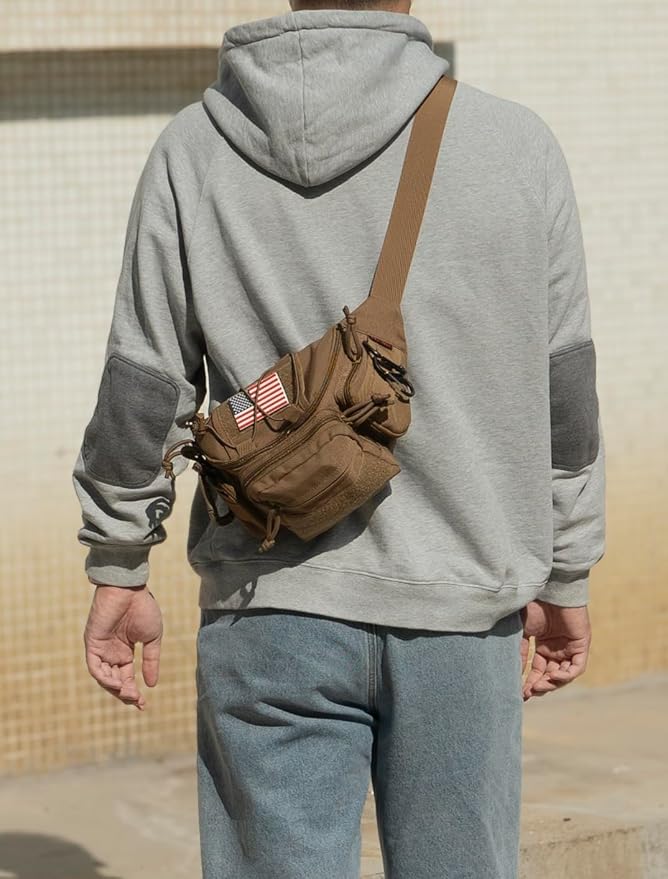 Tactical Waist Bag Utility Fanny Pack Small Hip Belt Bag Crossbody Sling Pack for Outdoor Every Day Carry, Hiking, Camping, Travel