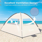 COMMOUDS Beach Tent Sun Shade for 3/4-5/6-7/8-10 Person, UPF 50+ Beach Sun Shelter Canopy Tent, Lightweight, Easy Set Up and Carry
