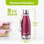 9 oz Water Bottle for Kids Stainless Steel Vacuum Insulated Flask Cola Shape Leak Proof Sports Water Bottle (Fuchsia Red)