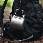 SANTTA Camp Cup MUG with Lid & Pouch, 18.6 oz Ultra Light Titanium Cup with Foldable Handle Camping Mug 550mL