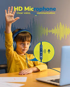 awatrue 2PCS Kids Headphones for School Travel, 85/94dB Safe Volume Limit, 3.5mm Jack, HD Mic, Portable Wired Headphone with Shareport, Stereo Sound On-Ear Headphones for Toddler Kids Girls Boys