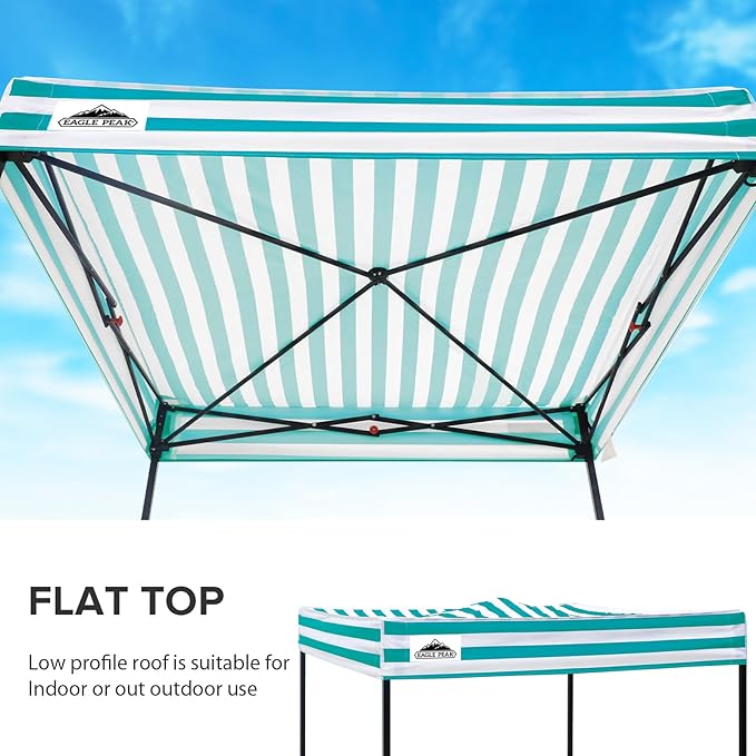 EAGLE PEAK Flex Compact 5x5 Pop-up Canopy Changing Room, Portable Privacy Dressing Room for Indoor Fashion Photoshoots, Camping, or Pool, White/Light Blue