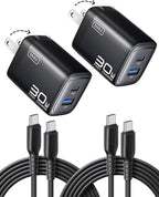 INIU Slimmest 10000mAh 45W PD Fast Charging Portable Charger & 2-Pack 30W PD Fast Charging, [USB-C + USB-A] Wall Charger Combo