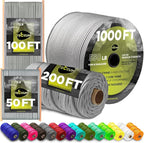 TECEUM 5/32" Paracord Rope 1000 – 1000ft / 200ft / 100ft / 50ft – Tactical Parachute Cord 4mm – 45+ Colors – Nylon String for Survival & Camping Gear – Stripe Cord for Survival – Utility Rope