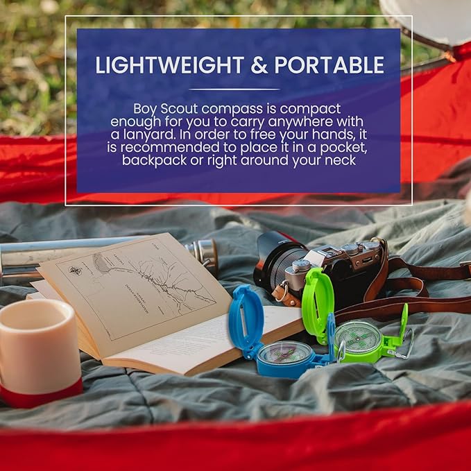 TurnOnSport Lensatic Compass - Hiking & Camping Navigation - Orienteering & Map Reading - Boy Scout & Professional Field Compass