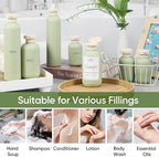 DEMORA 3.4 oz Travel Size Bottles TSA Approved for Toiletries, Leak Proof Plastic Travel Squeeze Bottles Refillable Toiletry Containers with Flip Caps and Labels for Shampoo Lotion (Green, 4 Pcs)