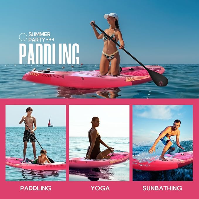 Paddle Boards for Adults, 10'6"/11"/11'6" Inflatable Paddle Board, Super Non Slip Eva, Stand Up Paddle Board with Removable Fins, Adjustable Paddle, Pump, Shoulder Strap, Leash, Standing Boat