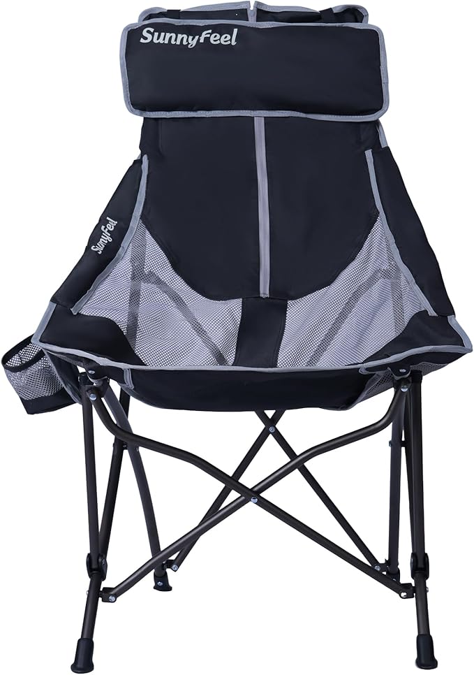SUNNYFEEL High Back Camping Chair for Adults, Lightweight Camping Chair Support 250 lbs Heavy Duty, Compact Folding Chair Design, Portable & Collapsible Camping Chairs for Outdoor, Camp, Beach, Picnic