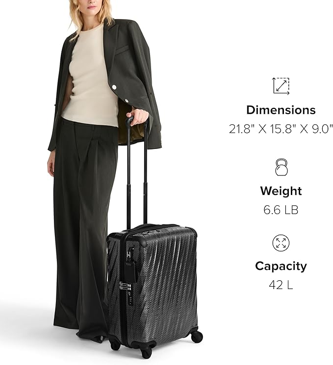TUMI - 19 Degree Lite 4 Wheel Luggage - Lightweight and Highly Durable, Modern Contour, Hard Shell Men's and Women's Suitcase - 21.75" Continental Carry-On, Titanium Grey