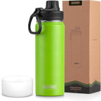 koodee 26 oz Insulated Water Bottle Stainless Steel Double Wall Vacuum Metal Sports Water Bottle with Leakproof Spout Lid, Wide Mouth Water Bottle (Apple green)