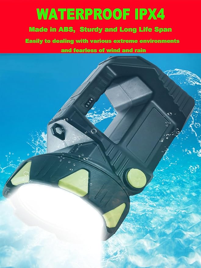 LED Handheld Lantern Searchlights, 15000LM 8 Modes Rechargeable LED Flashlights Spotlight, Outdoors Camping Hunting Lamp Portable Work Light Tail Lights for Indoor Outdoor Emergency