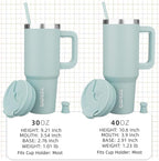 BJPKPK 40 oz Insulated Tumbler With Lid And Straw Stainless Steel Tumblers Cup With Handle For Women And Men,Blue Haze