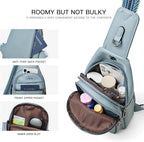 7L Sling Bag For Women Faux Leather Anti Theft Small Casual Daypack Backpack Fanny Pack Crossbody Chest Bags Purse Waterproof Light Blue