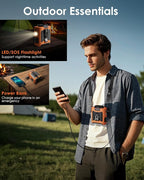 Portable Waist Fan Clip on, Personal Wearable Belt Fan 10000mAh Rechargeable Battery Under Shirt,5 Speeds with light, Neck Fan Hands-Free Cooling For Outdoor Camping Travel (Orange)