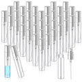 Zhehao 50 Pcs Mini Spray Bottles 5 ml Clear Glass Perfume Bottles Refillable Fine Mist Perfume Atomizer Portable Empty Sample Containers for Cleaning, Essential Oils, Travel (Silver Cap)