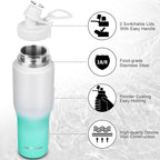 32oz Insulated Water Bottle, Fit in Any Car Cup Holder, Water Bottle with Straw Lids, Stainless Steel Insulated Water Flask Double Wall Leak-proof BPA Free to Keep Cold&Hot