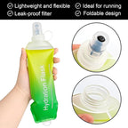 WILDREEDS 250ml Soft Flask, TPU Collapsible Soft Water Bottle for Hydration Pack, Running Vest, Folding Water Bottle for Hiking Cycling Climbing-1Pcs, Yellow to Green